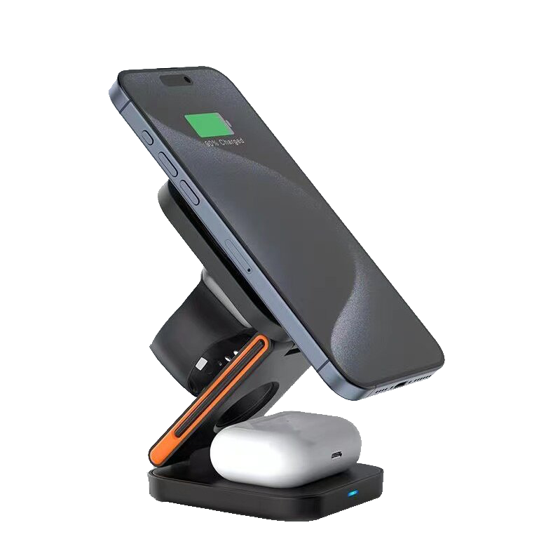 Magnetic Charger Mini: Foldable 3-in-1 Wireless Charger 15W BLACK
